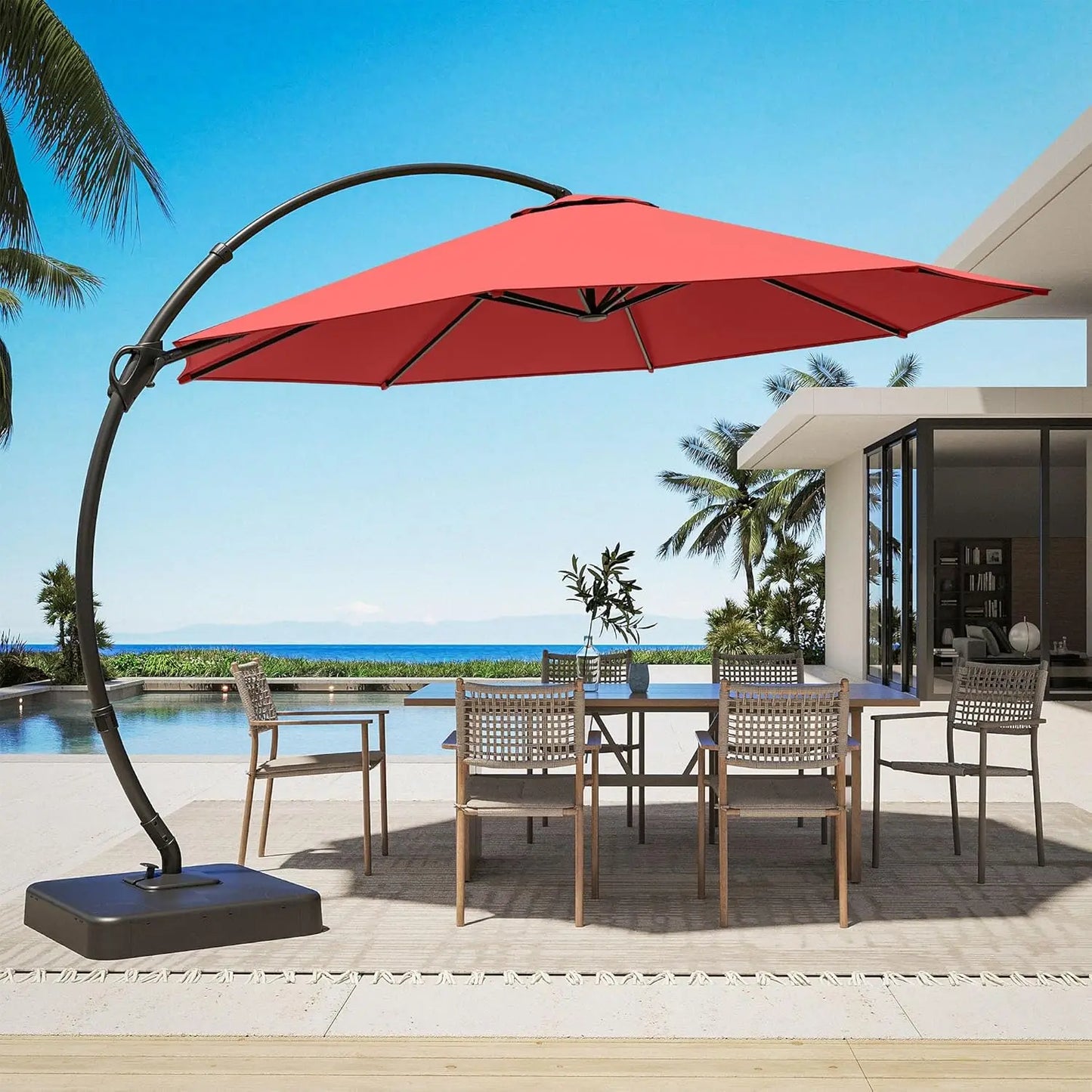 Outdoor Patio Umbrella With Base Included Aluminum Cantilever