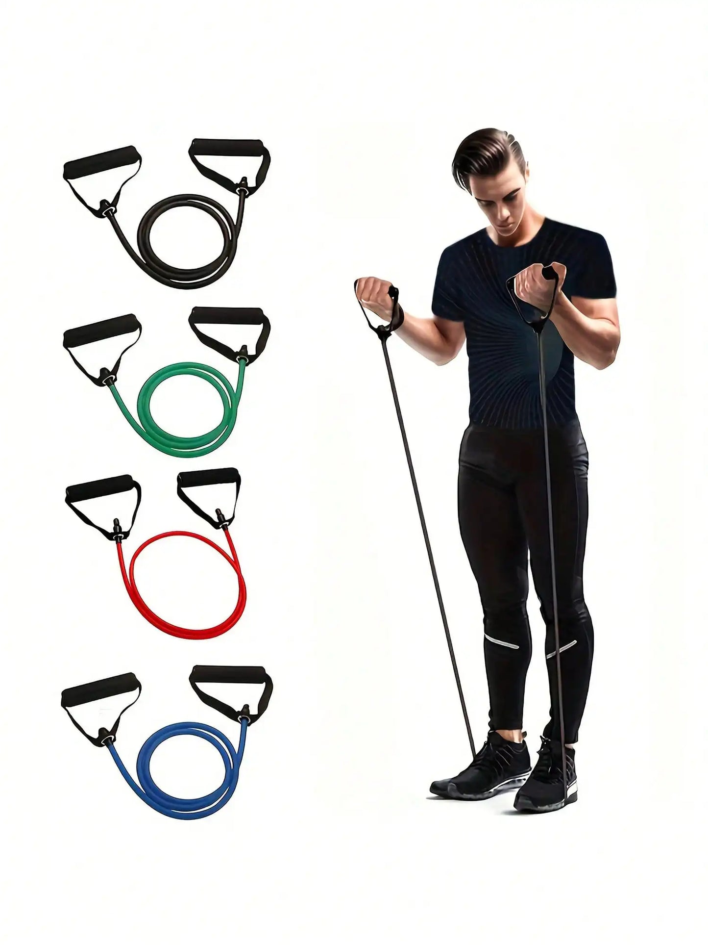 KYJG Adjustable Resistance Band With Handles For Full Body Home Fitness Workouts