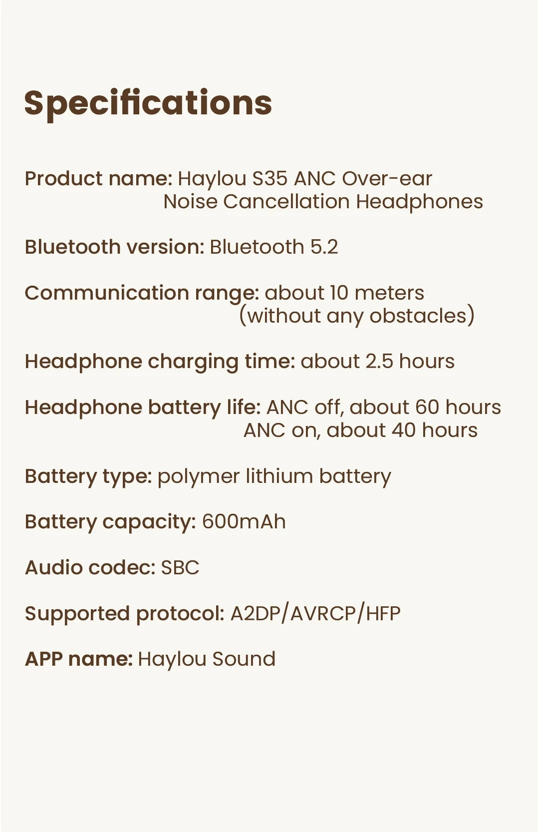 Haylou S35 ANC Wireless Bluetooth Headphones