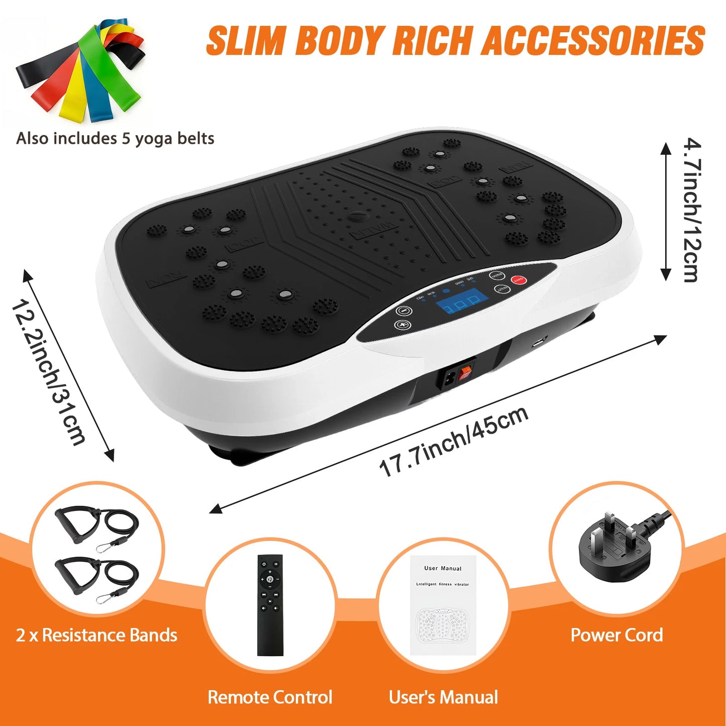Portable Vibration Plate Exercise Machine With Resistance Bands
