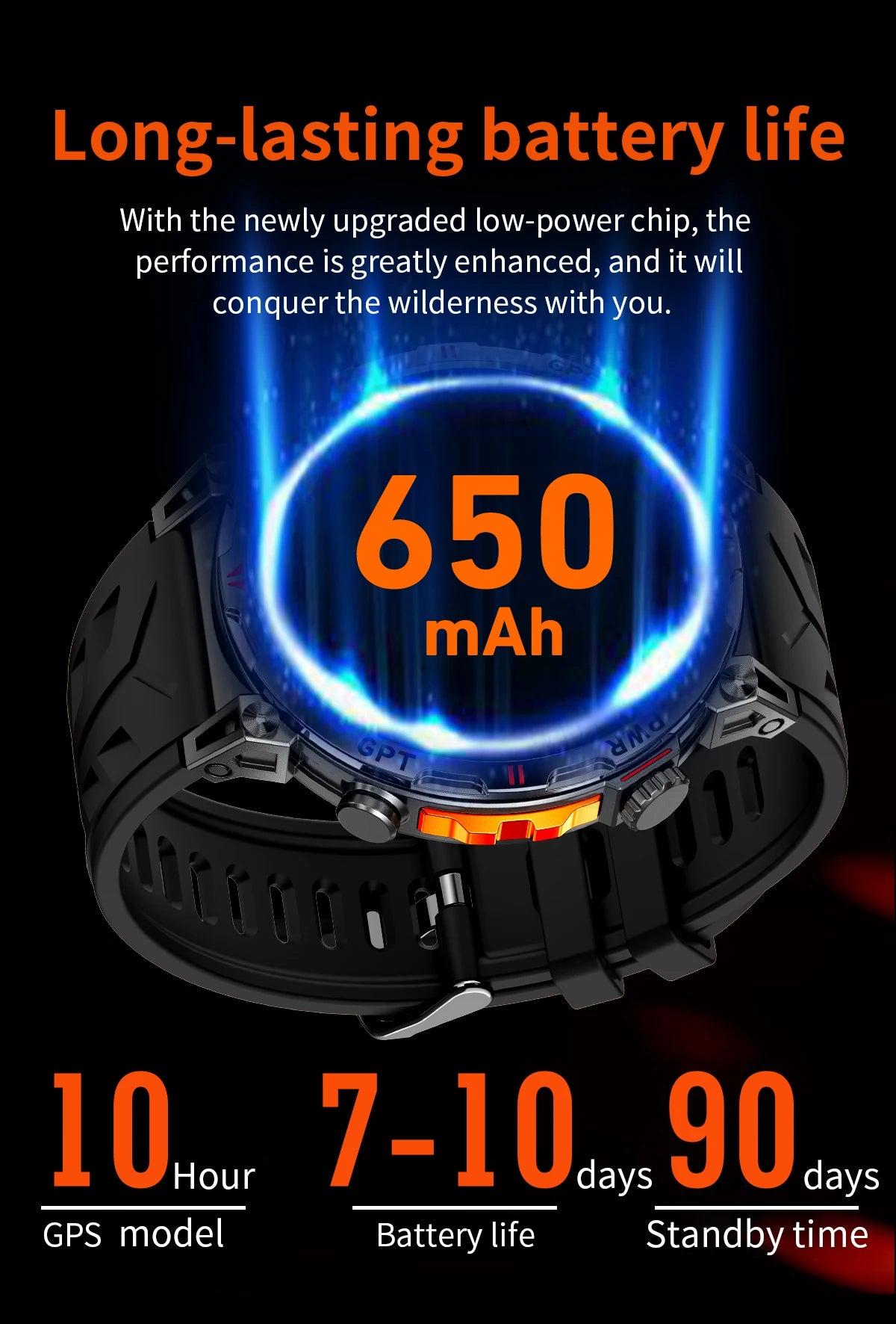 Outdoor GPS Smartwatch For Men With Compass, 10ATM Waterproof, Health Monitoring, Bluetooth Call