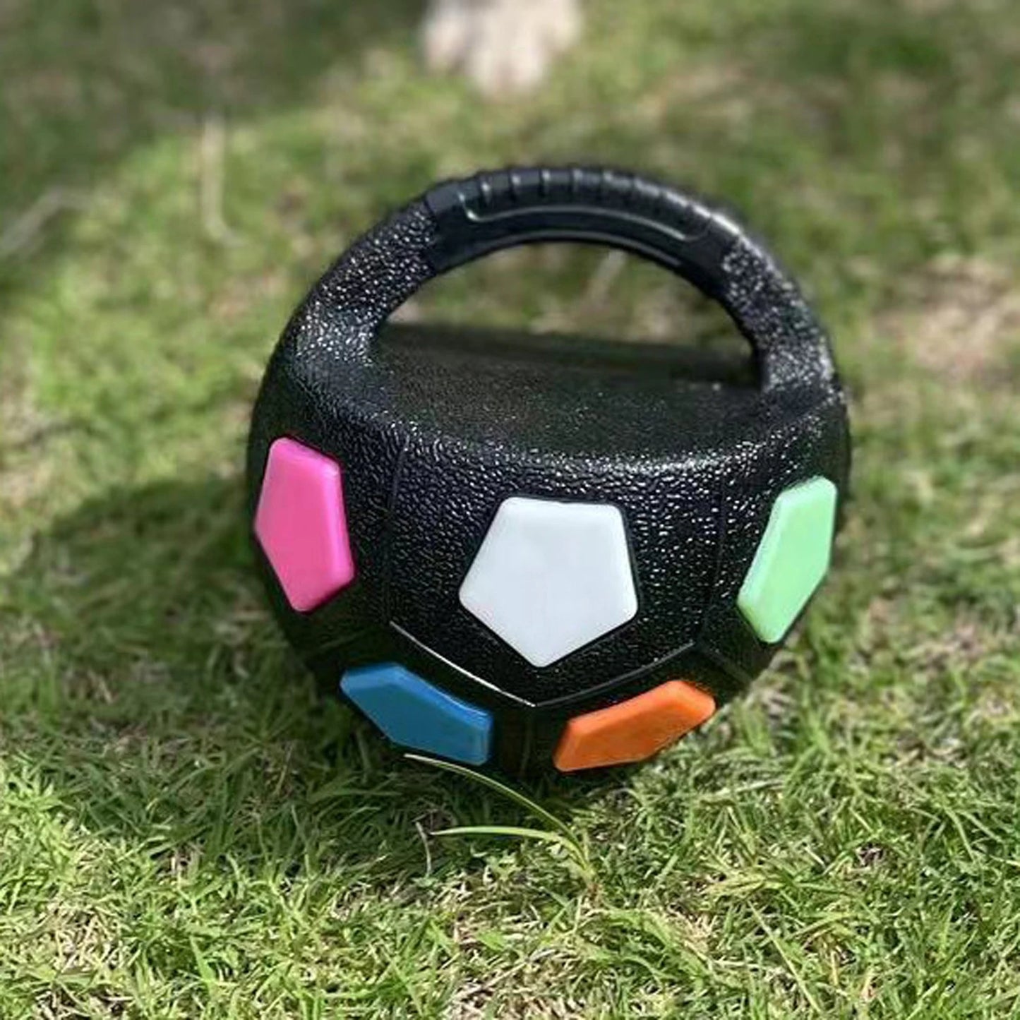 Durable Dog Calming Ball With Handle Squeaky Football Toy For Interactive Play And Training