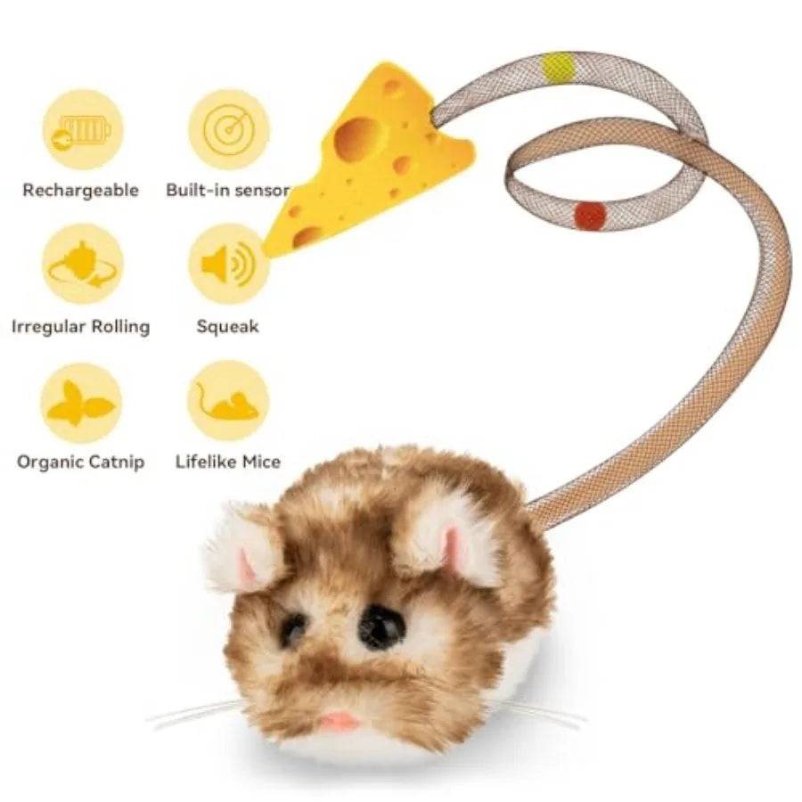 Interactive MigiMouse Cat Toy 360 Degree Rolling Spin Motion Sensor