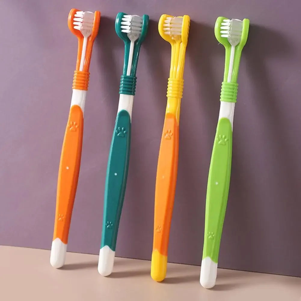 Three Sided Pet Toothbrush Three Head Dental Cleaning Tool For Dogs And Cats Oral Care