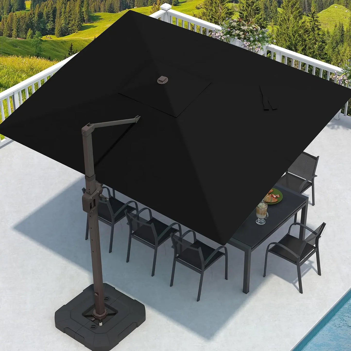 Rectangular Cantilever Patio Umbrella With Base Included