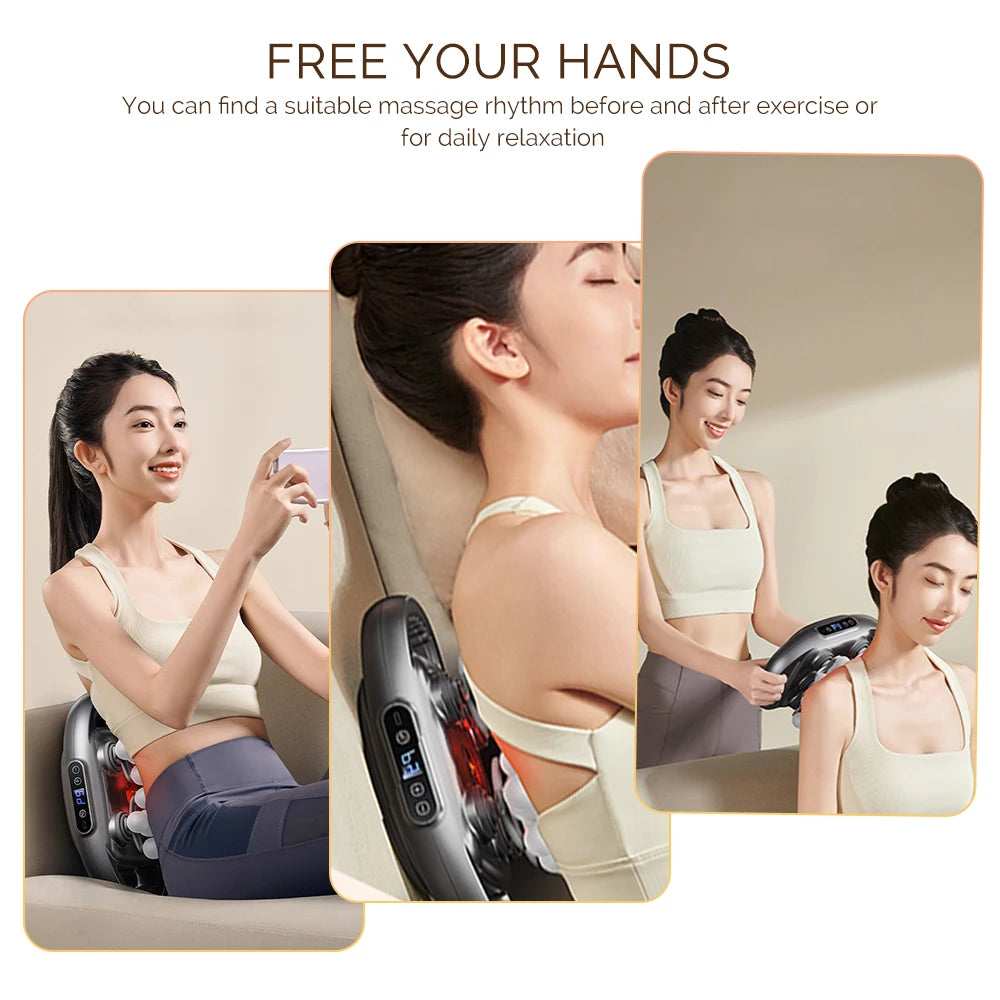 Foreverlily 16 Head Fascia Gun High Frequency Vibration Massage Gun For Back Neck Shoulders