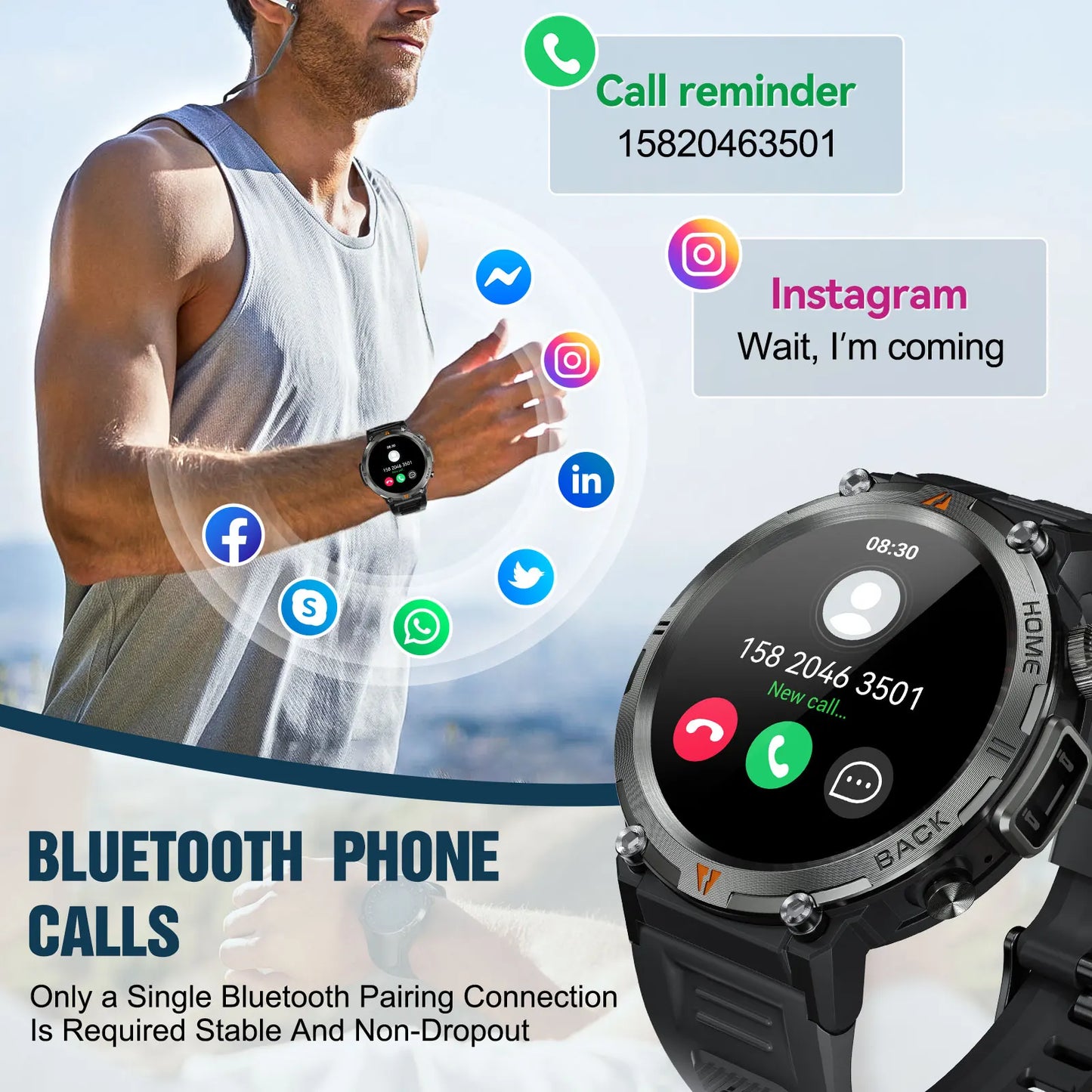 LaNikar KE3 Smartwatch Bluetooth Call Health Monitor