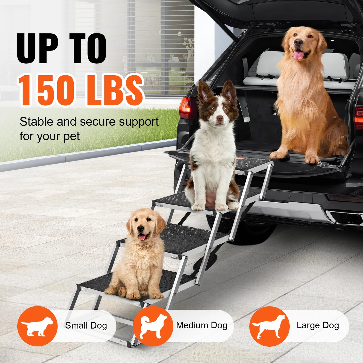 SucceBuy UltraFold Dog Car Steps Portable Lightweight Aluminum Pet StaircaseProX