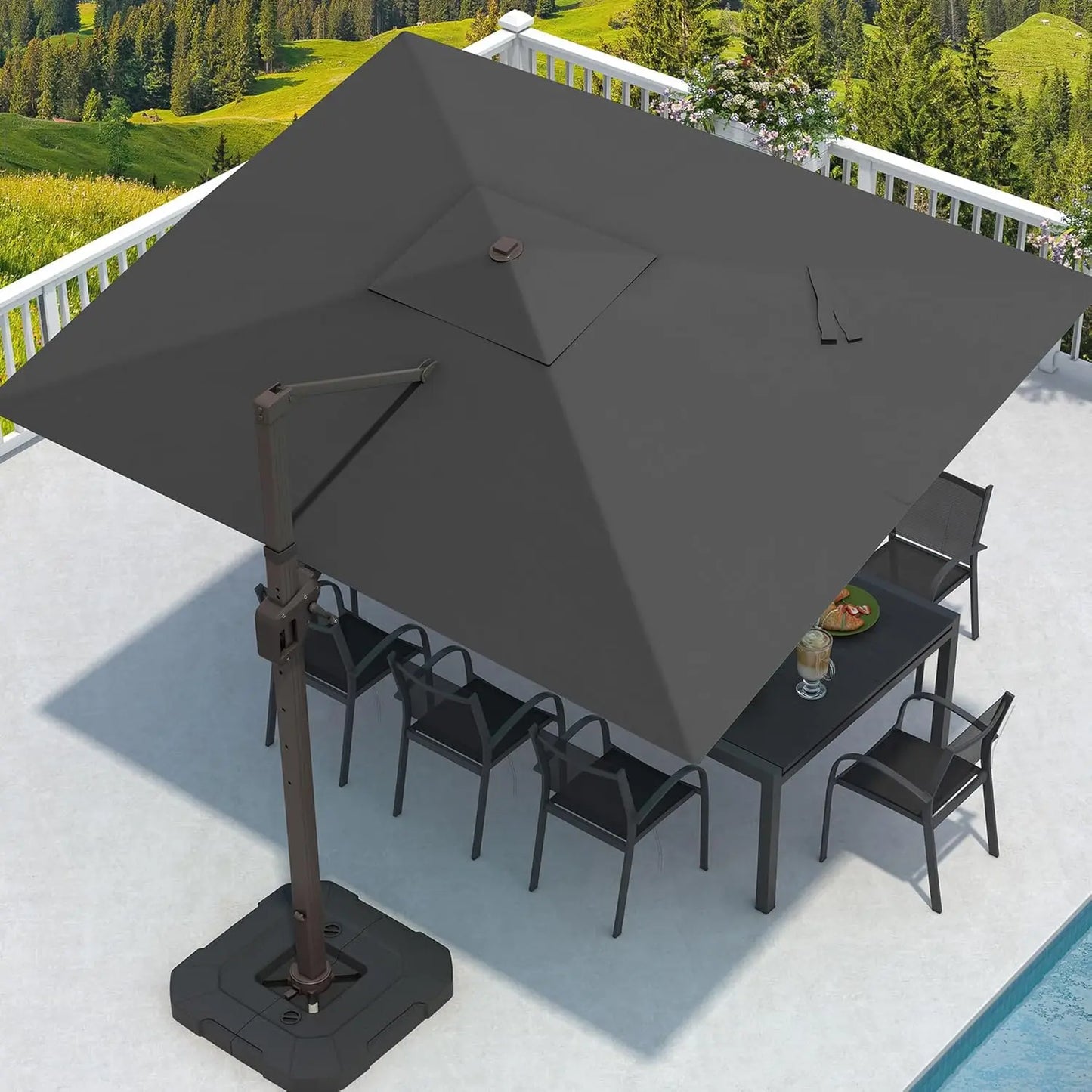 Rectangular Cantilever Patio Umbrella With Base Included