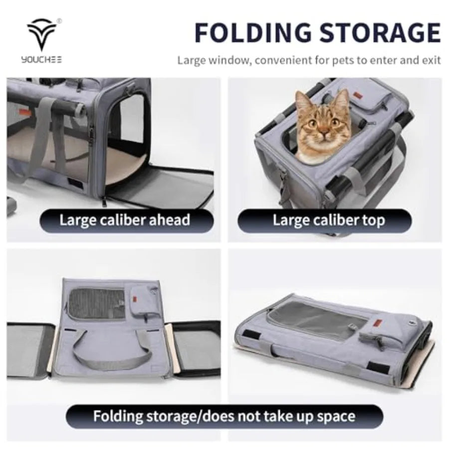 Soft Sided Collapsible Pet Carrier For Cats And Dogs