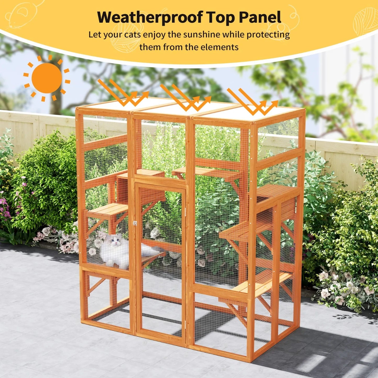 Catio House Outdoor Cat Enclosure Play And Run Window Cage Versatile Safe Outdoor Habitat