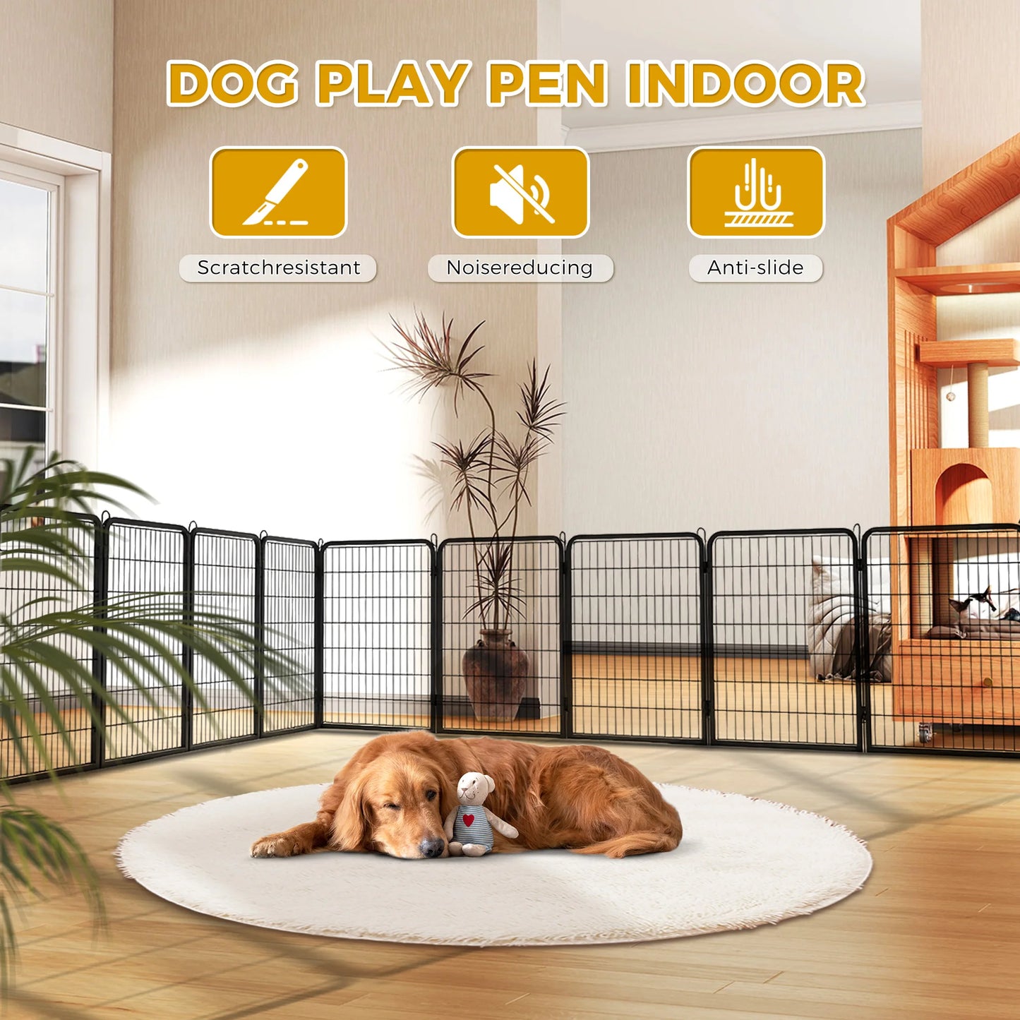 Dog Playpen With Door Foldable Metal Pet Fence For Indoor Outdoor Use Heavy Duty
