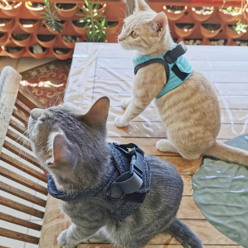 Adjustable Anti Escape Cat Harness Kitten Vest Breathable Lightweight Padded Quick Release Reflective Walking