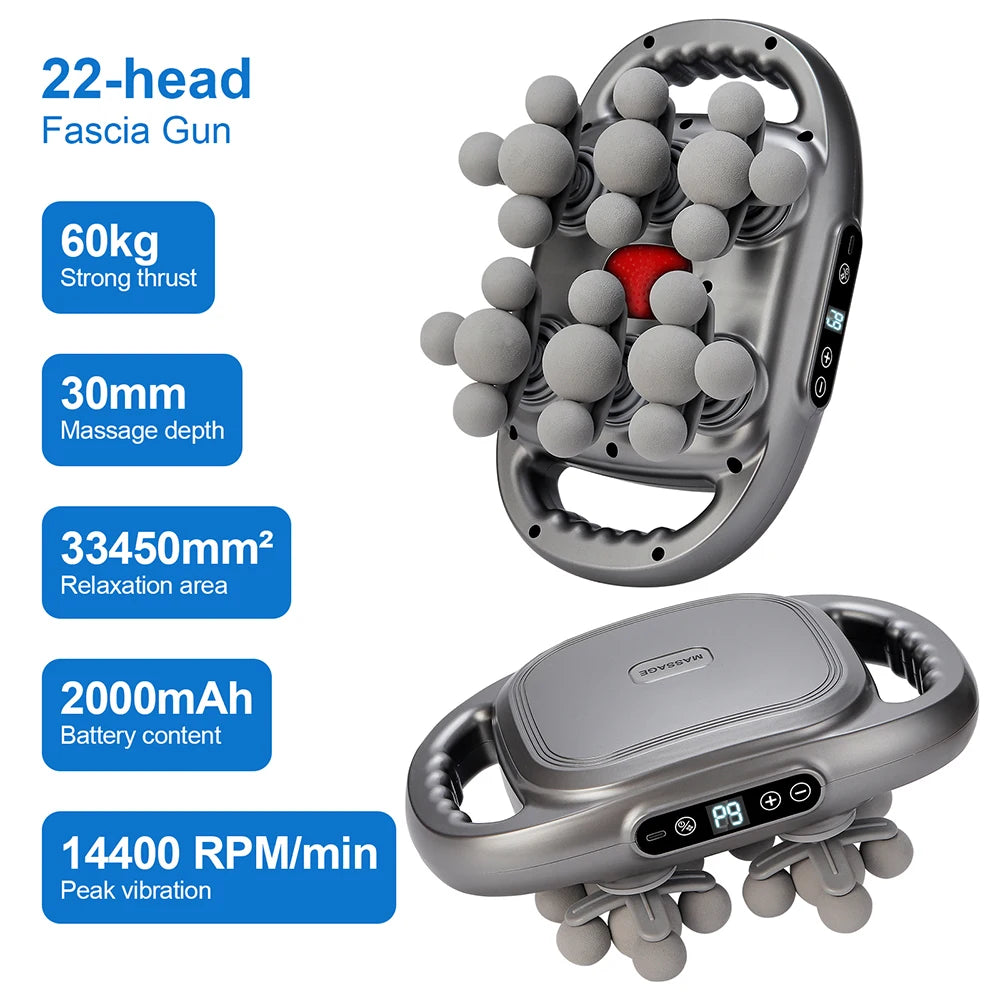 Foreverlily 16 Head Fascia Gun High Frequency Vibration Massage Gun For Back Neck Shoulders