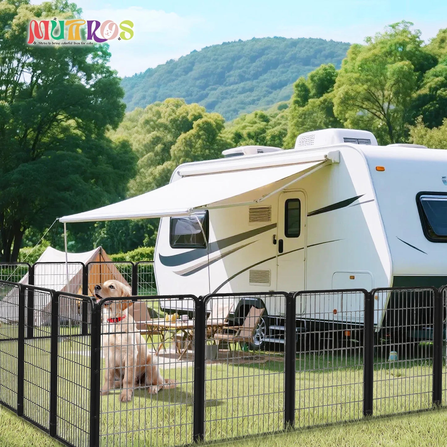 Dog Playpen With Door Foldable Metal Pet Fence For Indoor Outdoor Use Heavy Duty