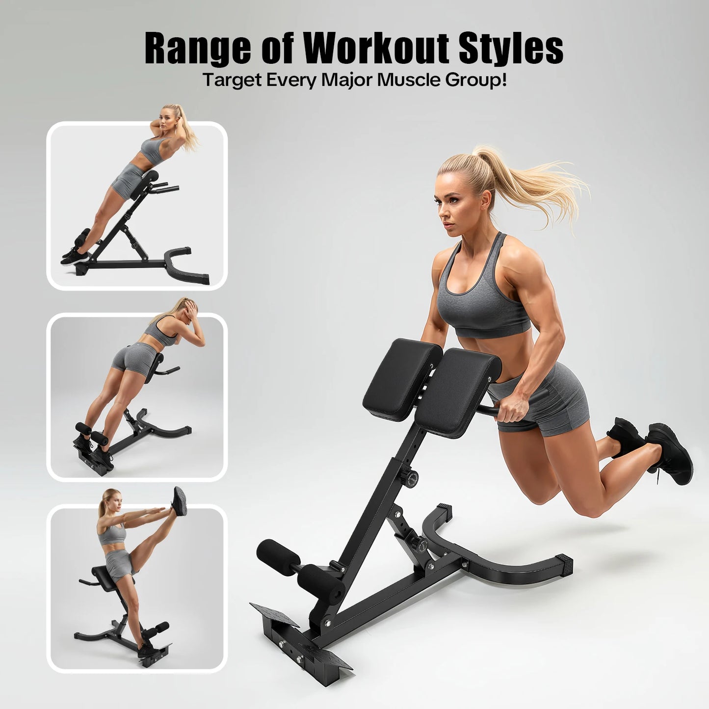 Back Extension Roman Chair Foldable Hyperextension Bench With 5 Angles