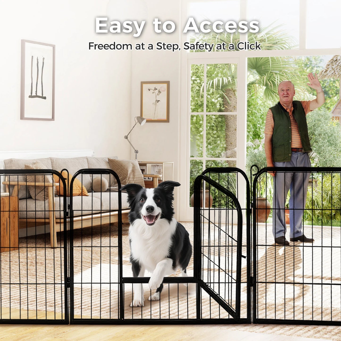 Dog Playpen With Door Foldable Metal Pet Fence For Indoor Outdoor Use Heavy Duty