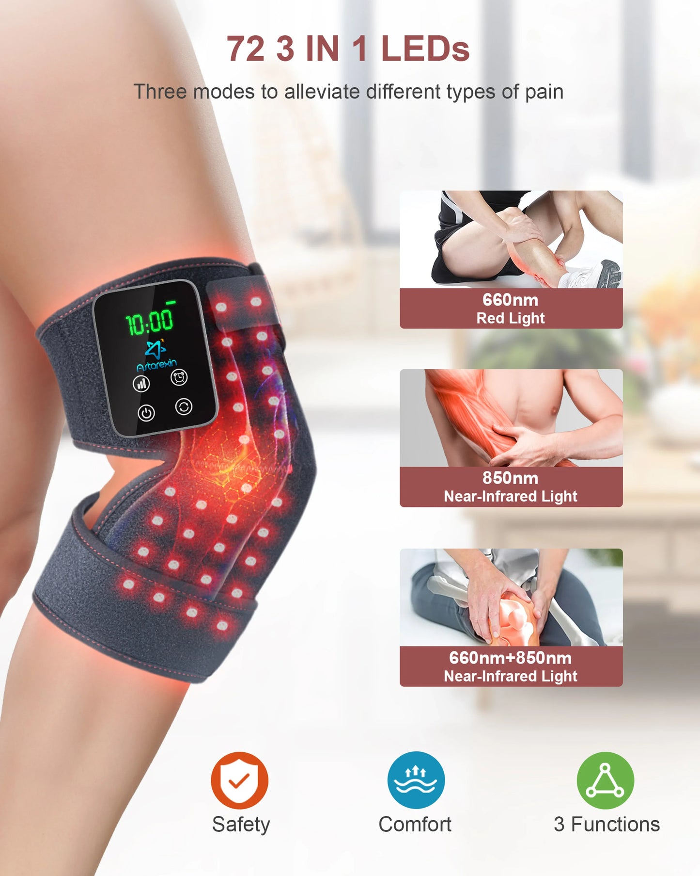 Astarexin Red Light Therapy Electric Heating Knee Massage Pad
