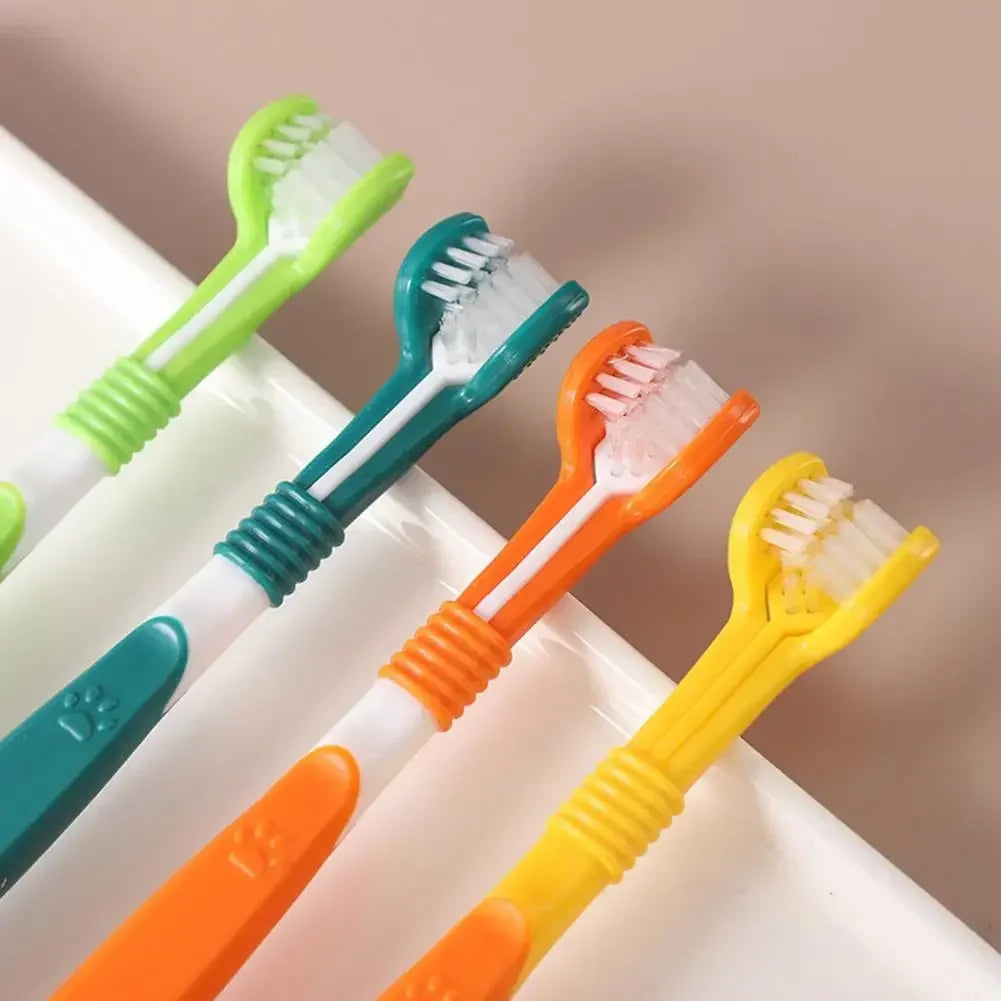 Three Sided Pet Toothbrush Three Head Dental Cleaning Tool For Dogs And Cats Oral Care