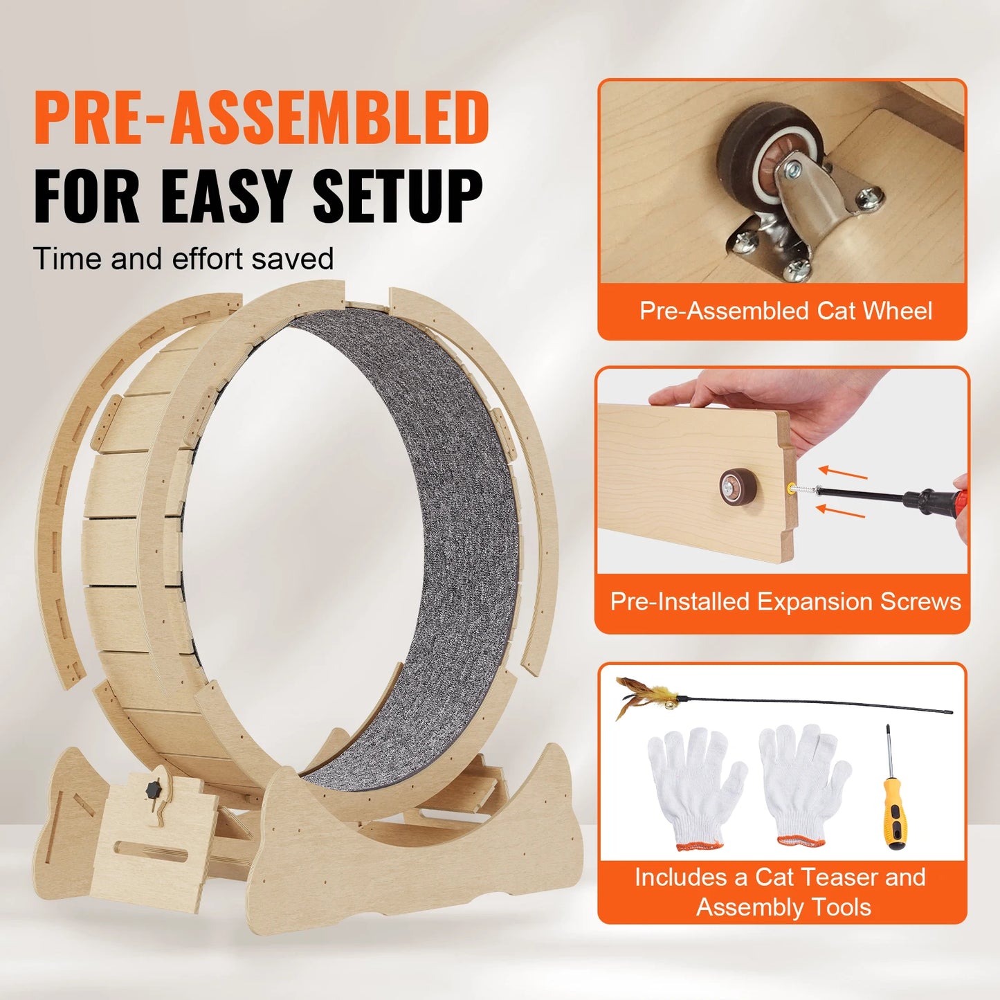 SucceBuy Wooden Cat Exercise Wheel Indoor Treadmill