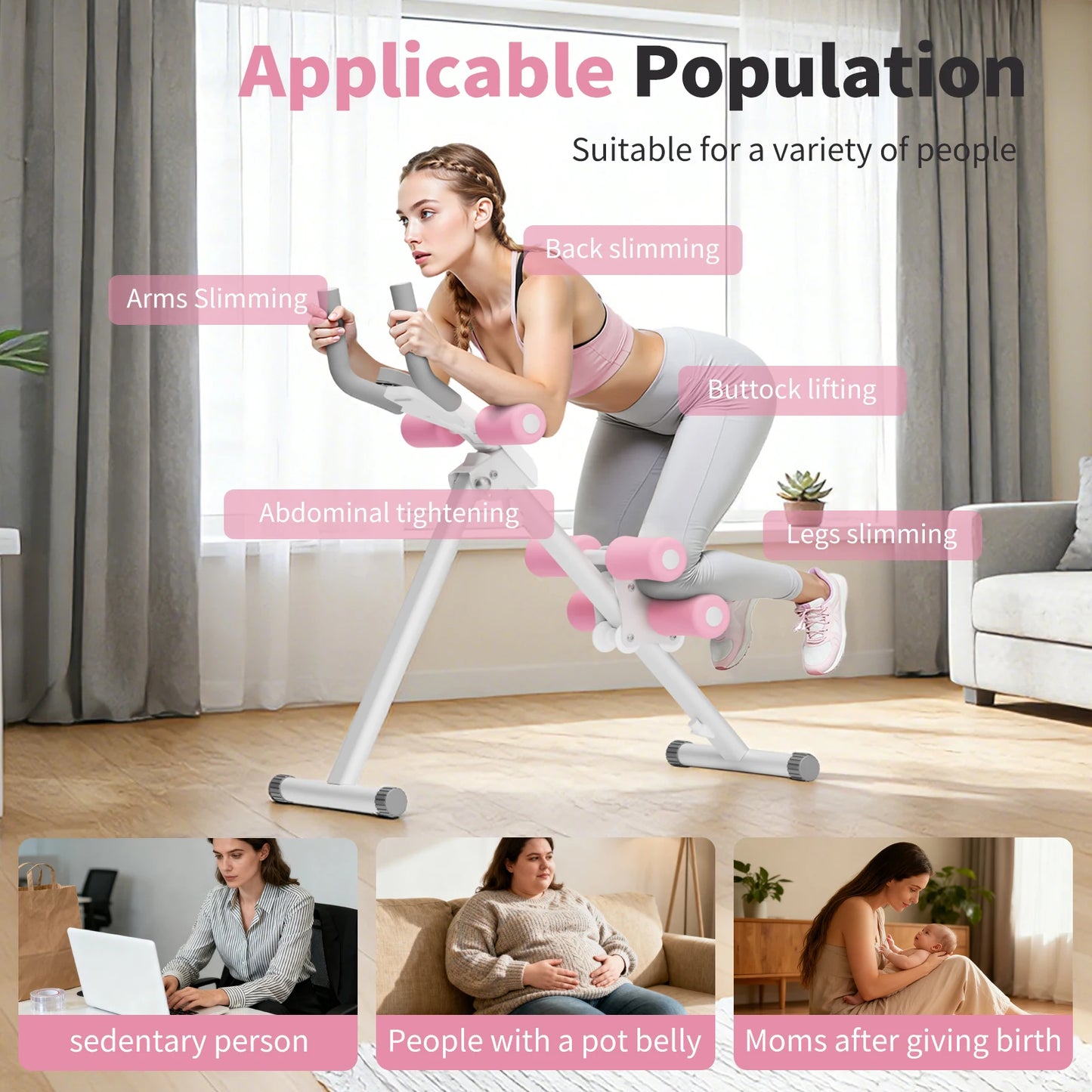 Foldable Ab Machine Trainer For Core Workout And 250 Lbs Capacity