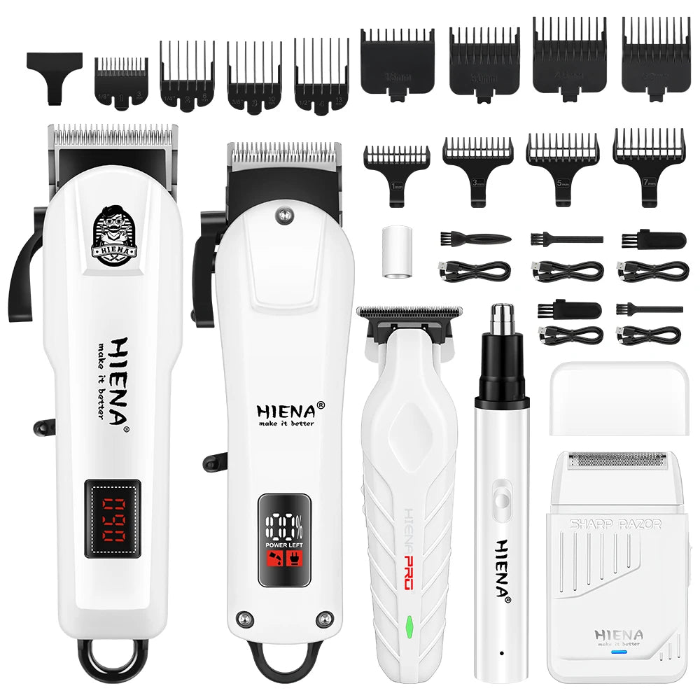 HIENA Pro Hair Clippers Kit 4 Piece Electric Grooming Set