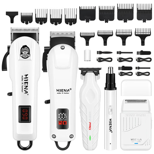 HIENA Pro Hair Clippers Kit 4 Piece Electric Grooming Set