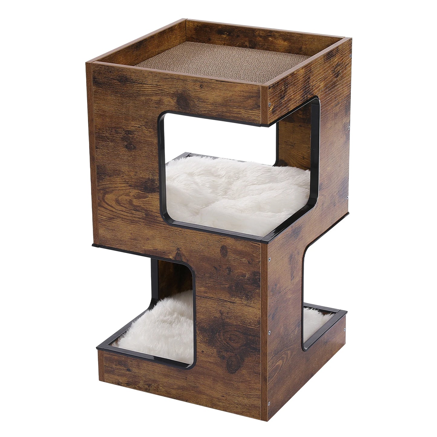 PAWZ Road Wood Cat Condo With Scratching Pad And Mats