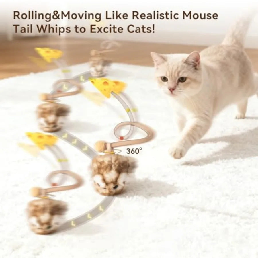 Interactive MigiMouse Cat Toy 360 Degree Rolling Spin Motion Sensor