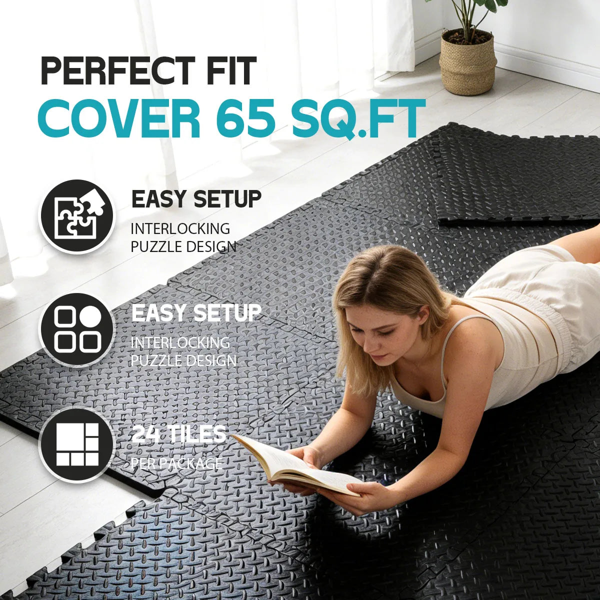 Puzzle Exercise Mat EVA Interlocking Foam Floor Tiles