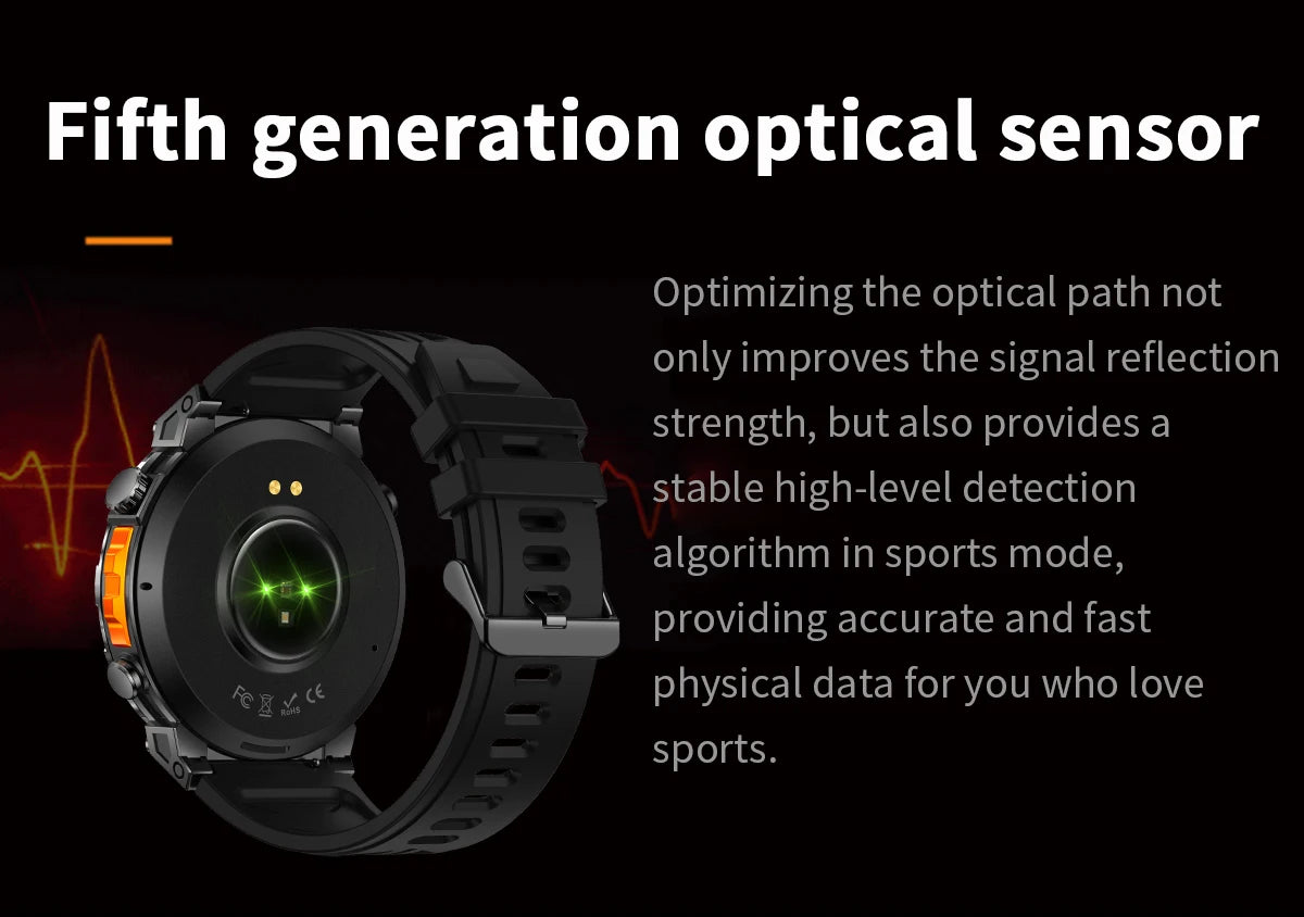 Outdoor GPS Smartwatch For Men With Compass, 10ATM Waterproof, Health Monitoring, Bluetooth Call