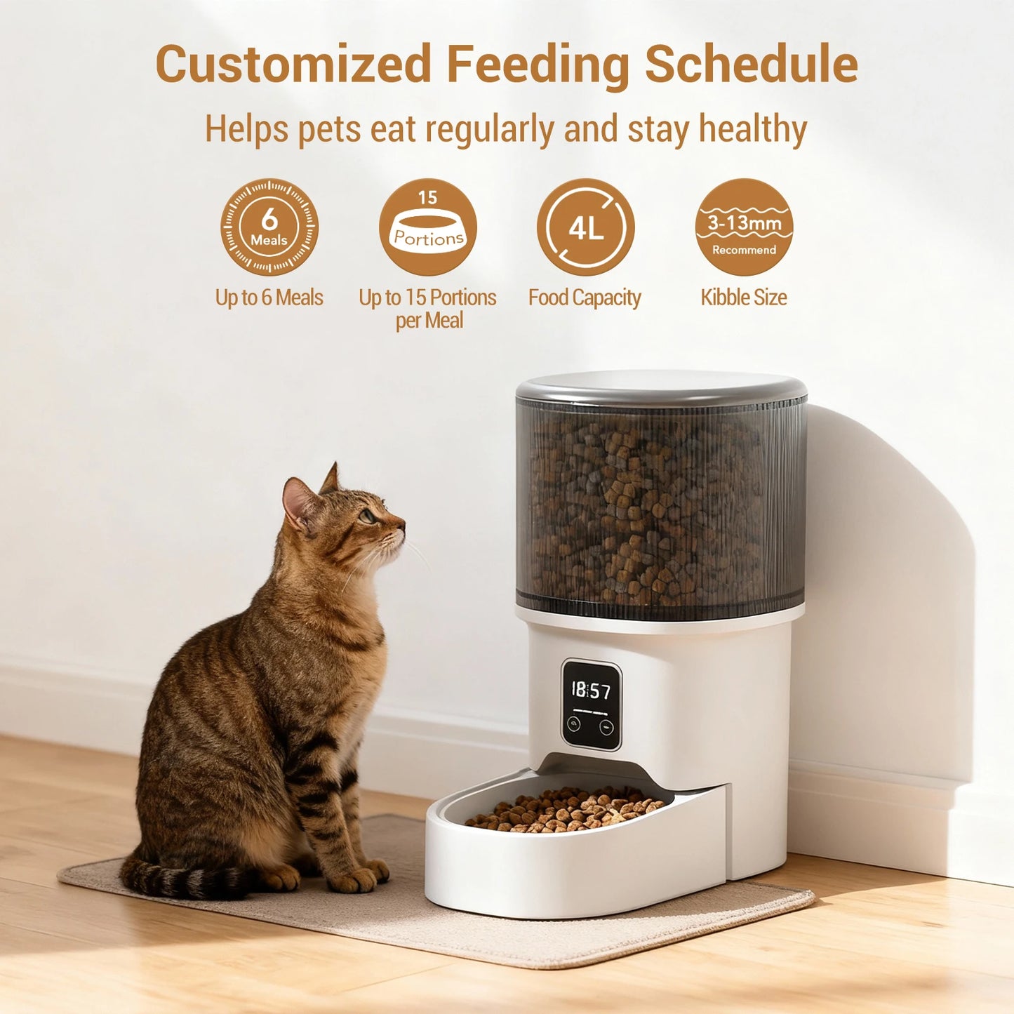 HiMISS Programmable Automatic Pet Feeder With Timer And Precise Portion Control For Cats And Small Dogs