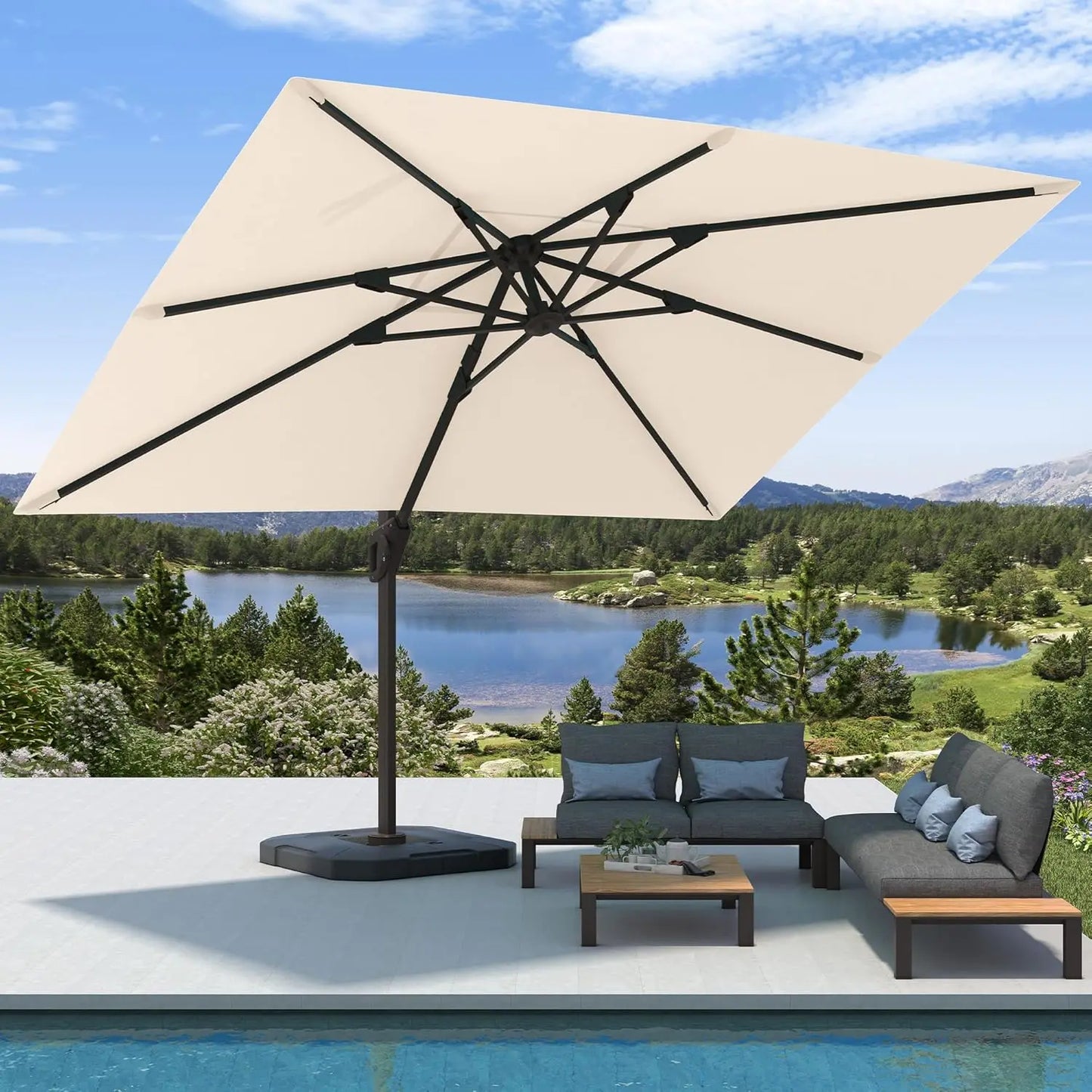 Rectangular Cantilever Patio Umbrella With Base Included