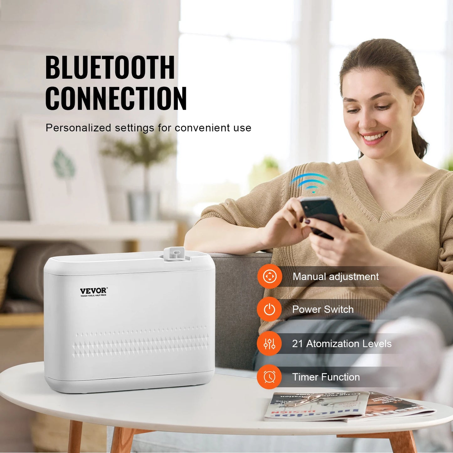 VEVOR Scent Air Diffuser Bluetooth Smart Essential Oil For Home