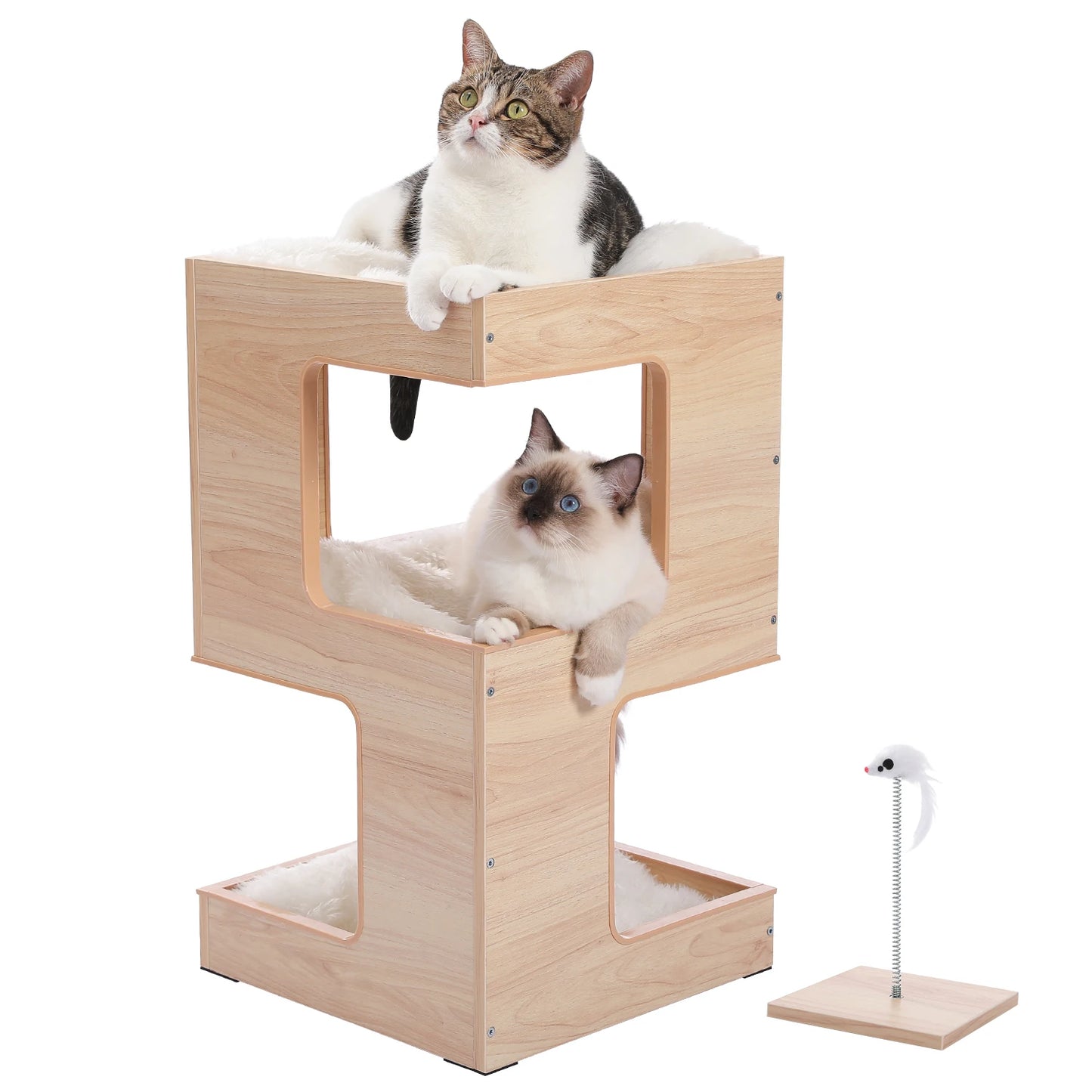 PAWZ Road Wood Cat Condo With Scratching Pad And Mats