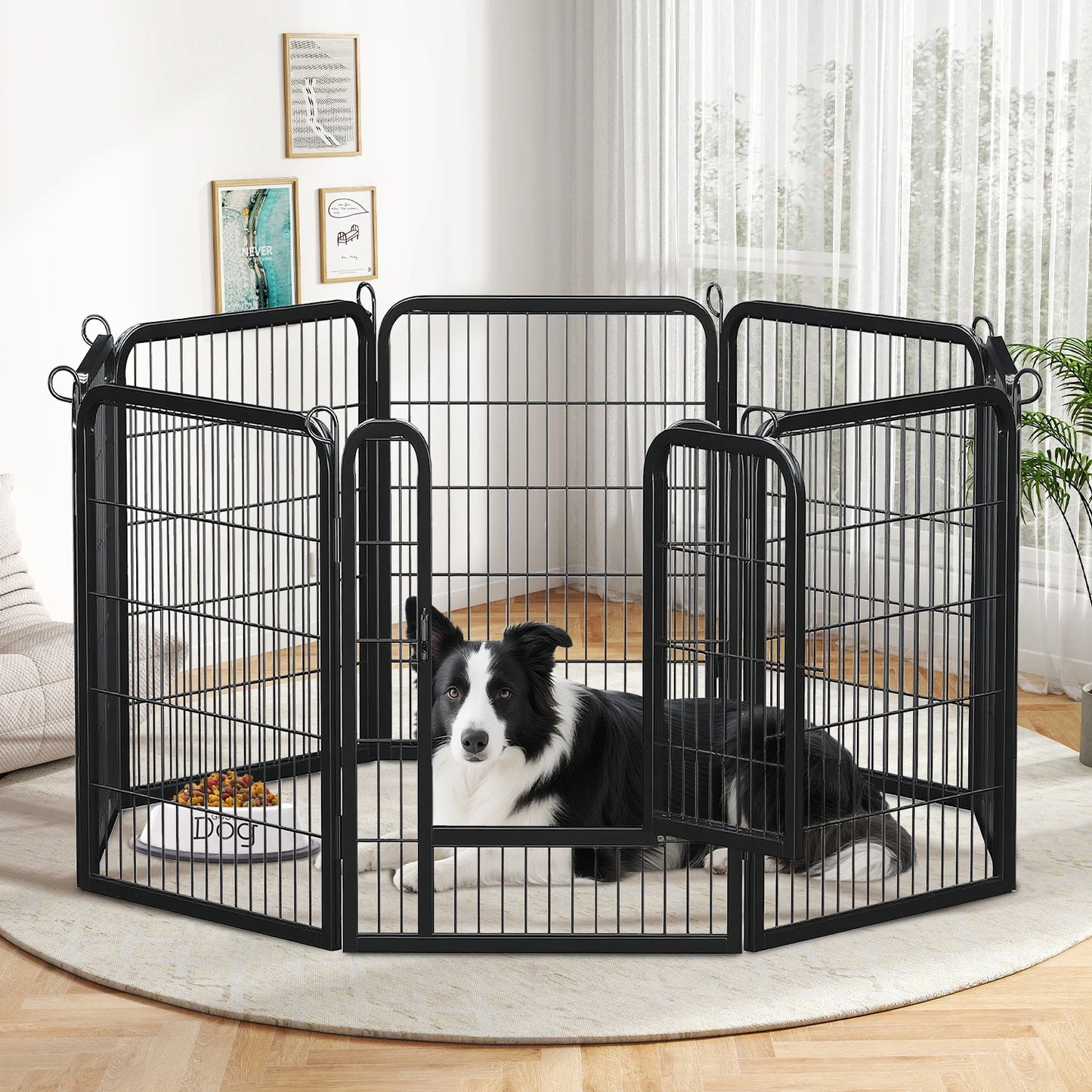 Dog Playpen With Door Foldable Metal Pet Fence For Indoor Outdoor Use Heavy Duty