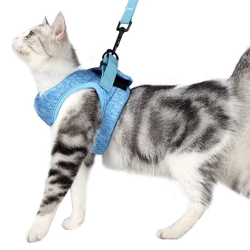 Adjustable Anti Escape Cat Harness Kitten Vest Breathable Lightweight Padded Quick Release Reflective Walking