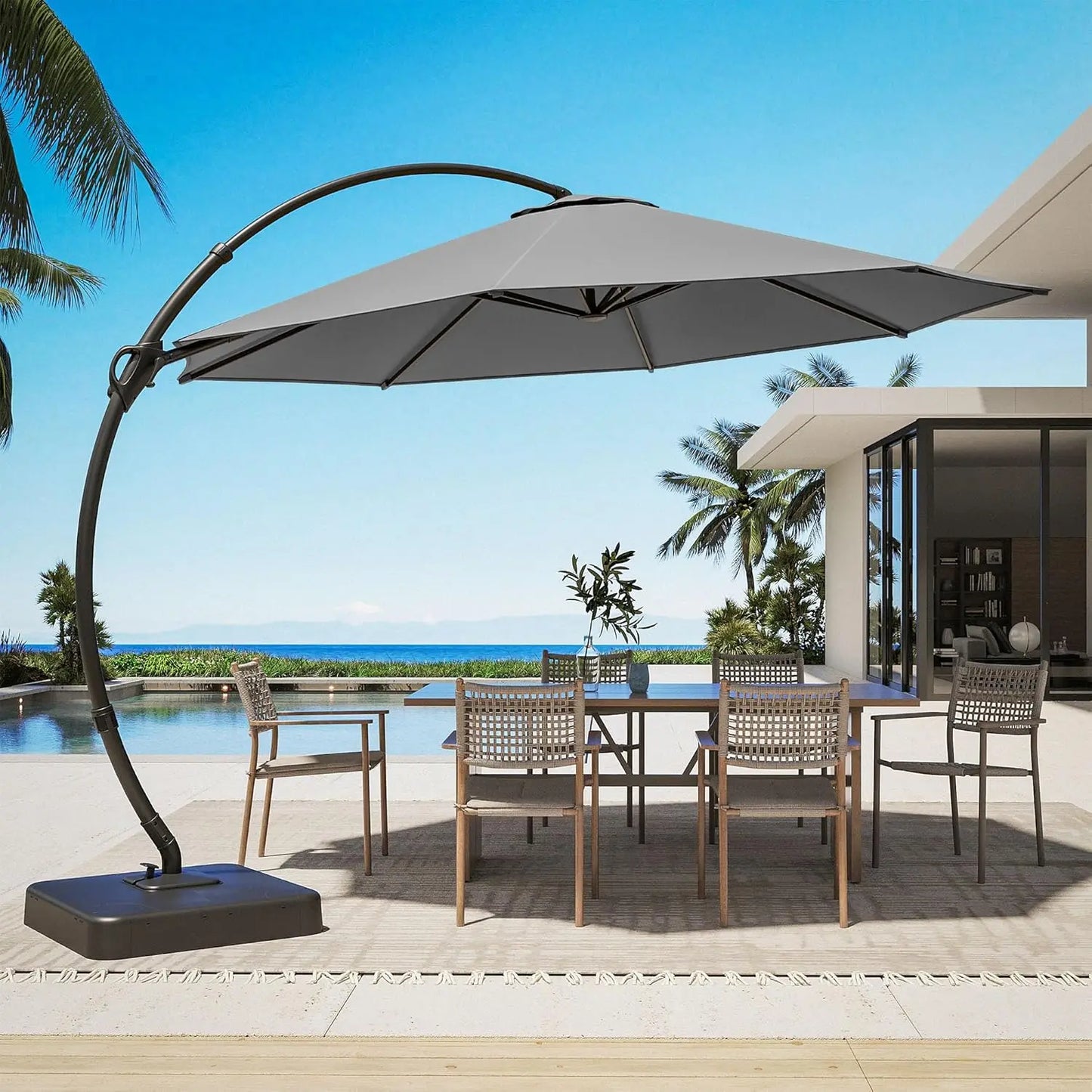 Outdoor Patio Umbrella With Base Included Aluminum Cantilever