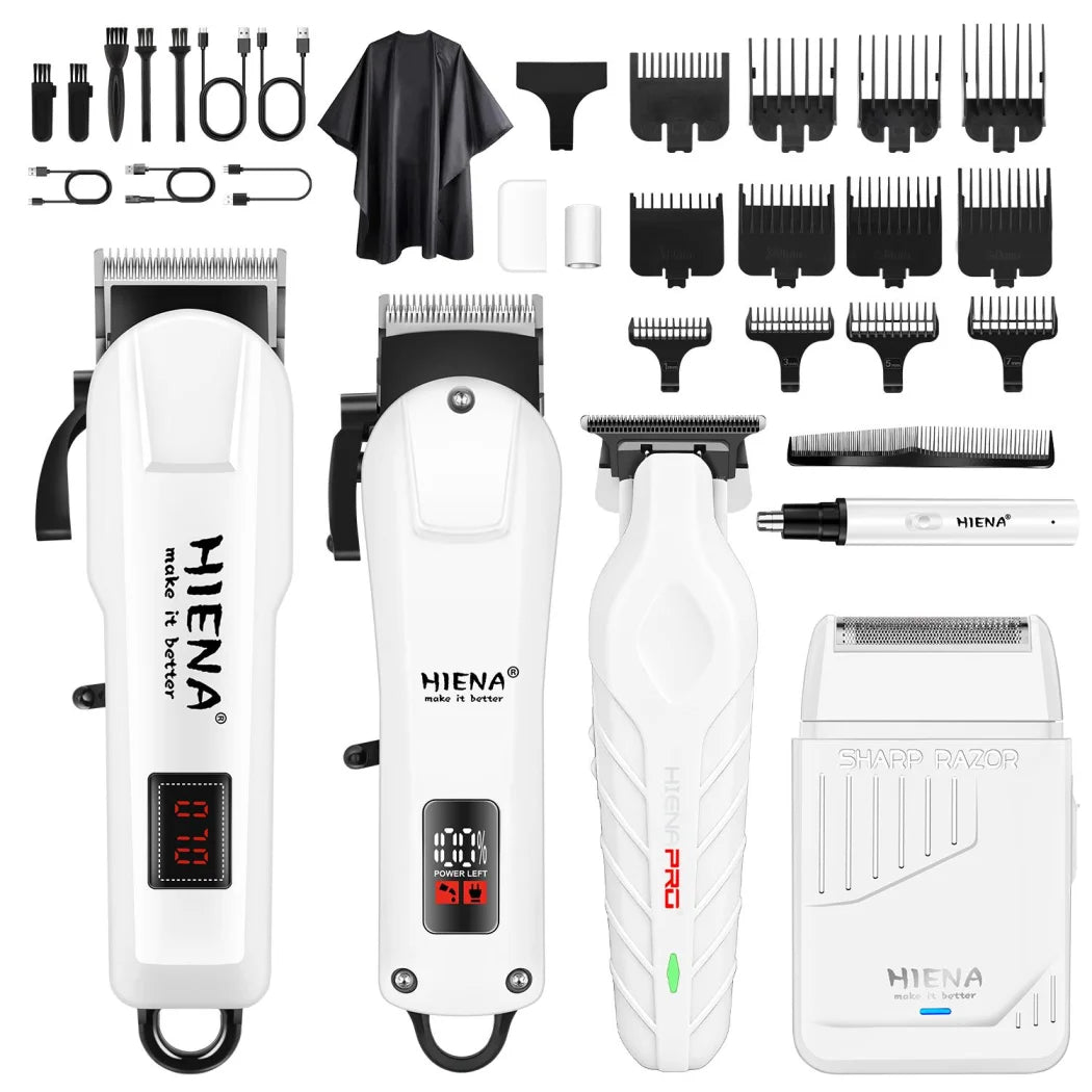 HIENA Pro Hair Clippers Kit 4 Piece Electric Grooming Set