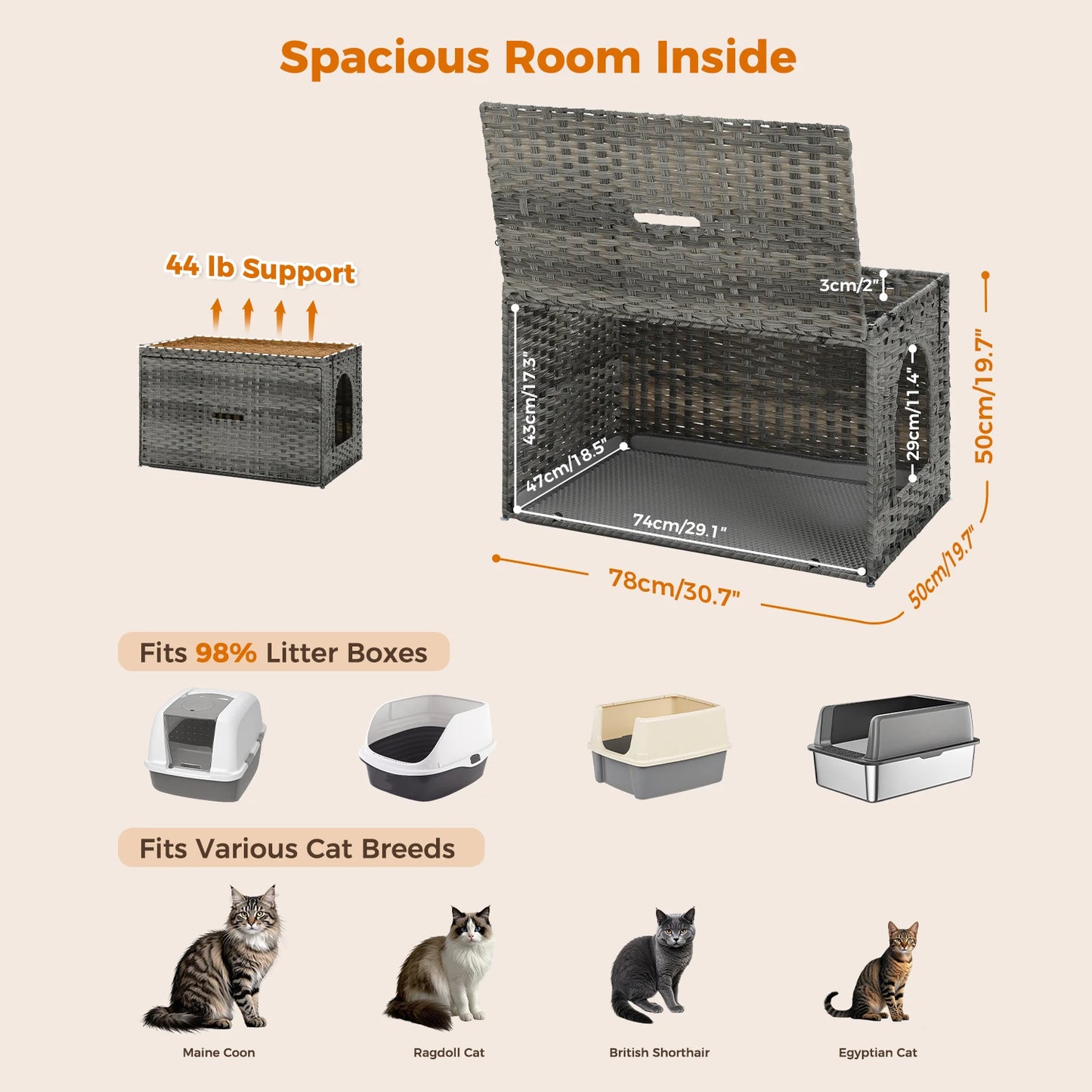 PAWZ Road Rattan Cat Litter Box Enclosure