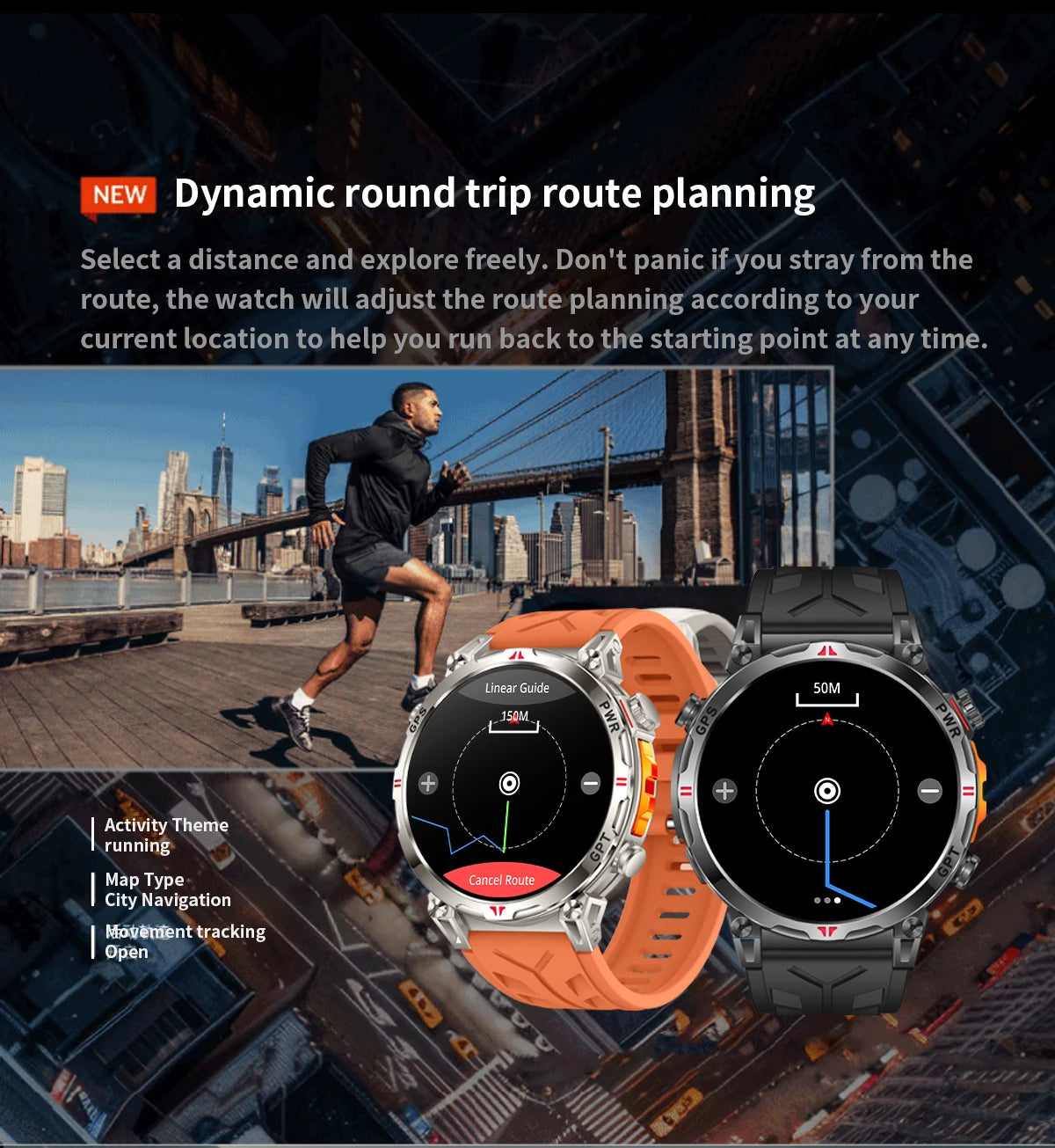 Outdoor GPS Smartwatch For Men With Compass, 10ATM Waterproof, Health Monitoring, Bluetooth Call