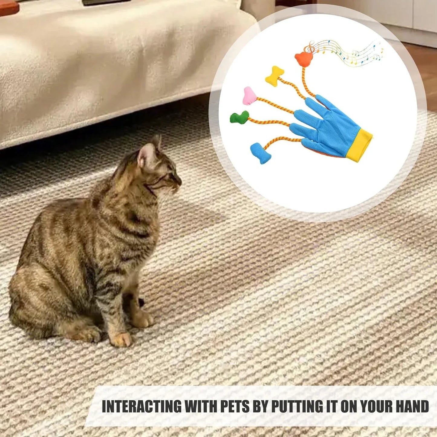 Endless H Engaging Soft Cat Teaser Gloves With Bells For Interactive Kitty Playtime