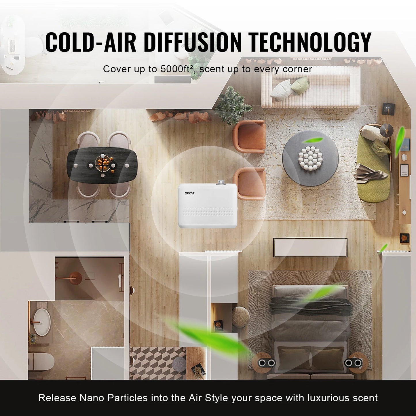 VEVOR Scent Air Diffuser Bluetooth Smart Essential Oil For Home