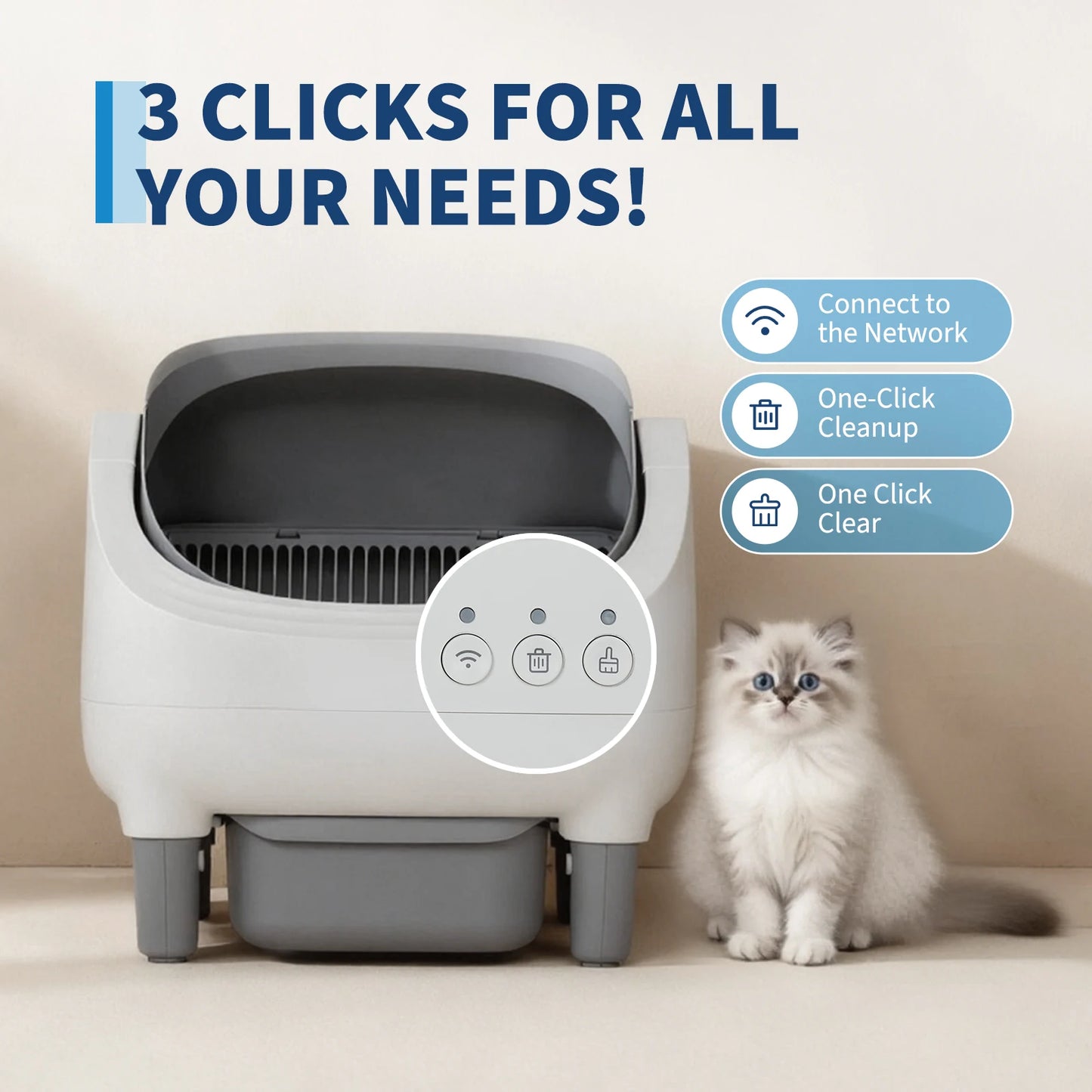 HiMISS Self Cleaning Automatic Cat Litter Box APP Control
