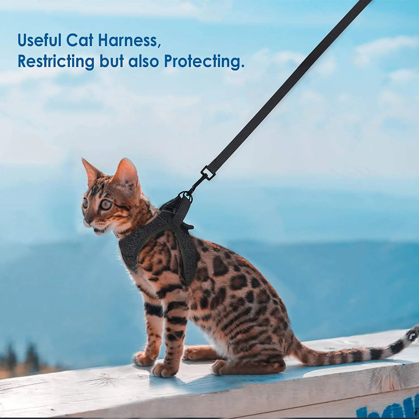 Adjustable Anti Escape Cat Harness Kitten Vest Breathable Lightweight Padded Quick Release Reflective Walking