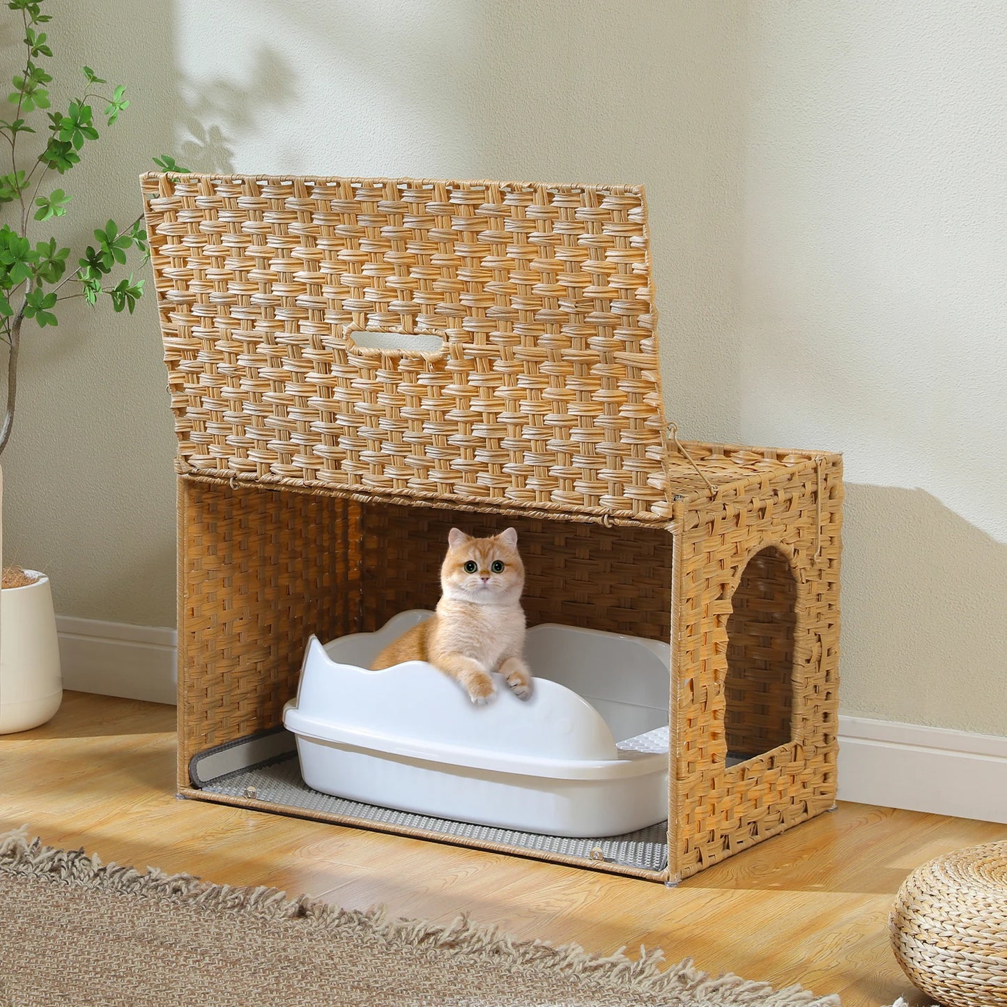 PAWZ Road Rattan Cat Litter Box Enclosure