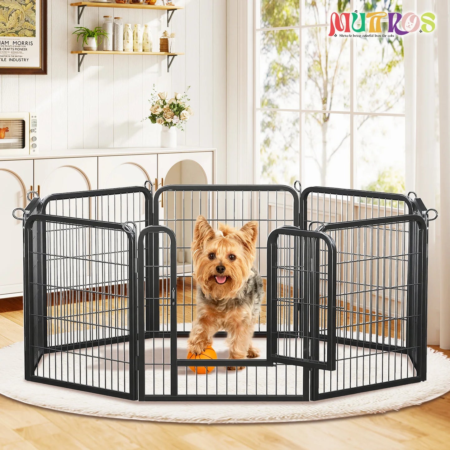 Dog Playpen With Door Foldable Metal Pet Fence For Indoor Outdoor Use Heavy Duty
