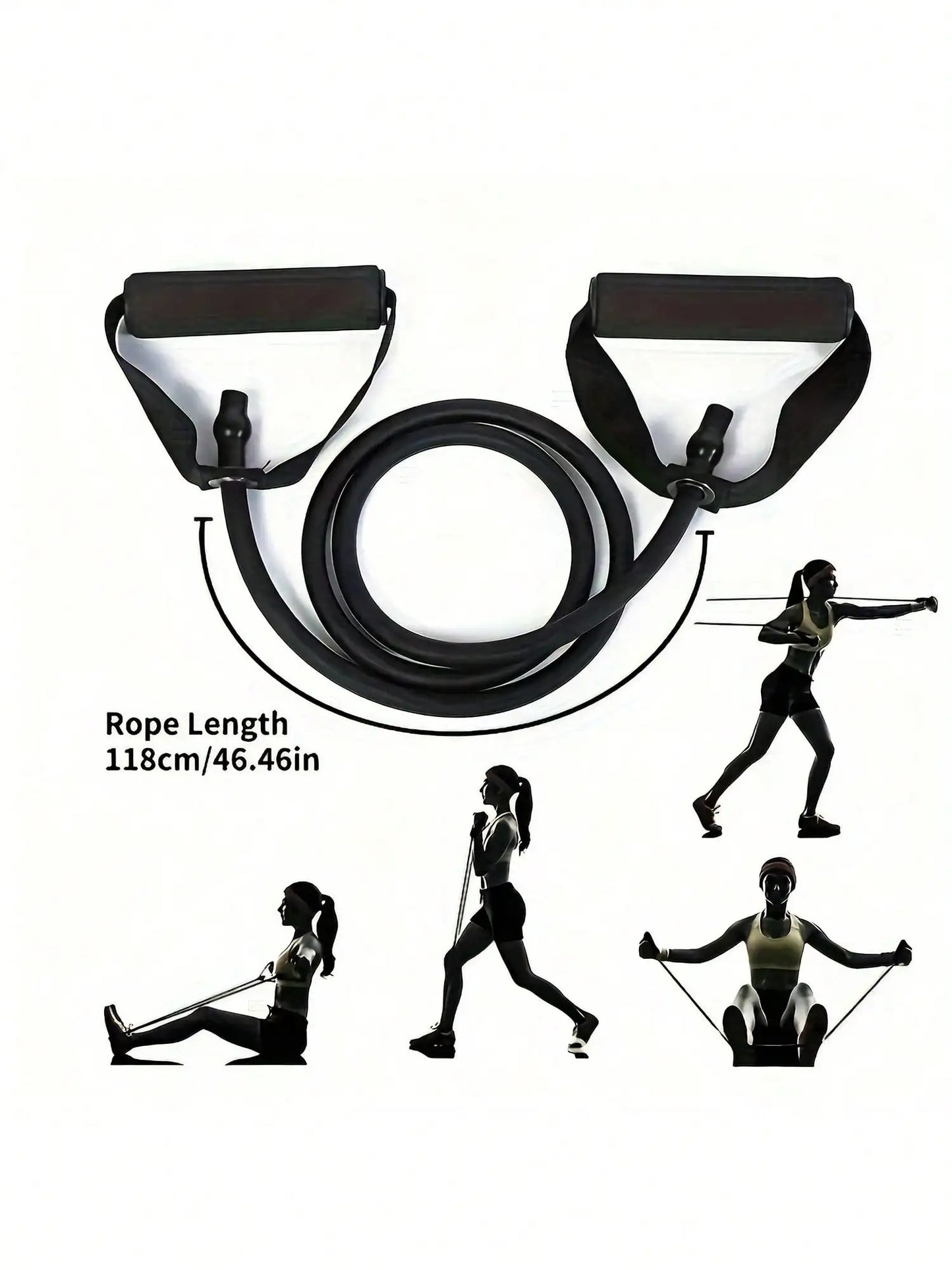 KYJG Adjustable Resistance Band With Handles For Full Body Home Fitness Workouts