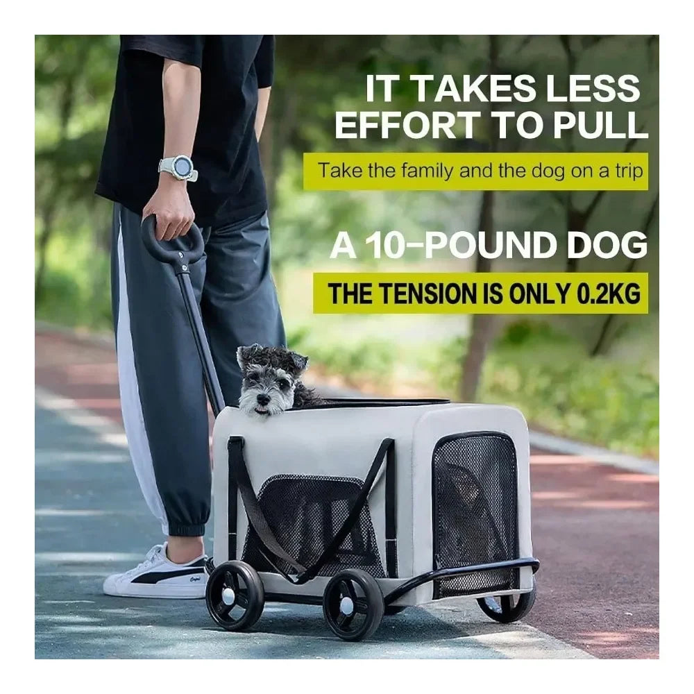 XMSJ 2-In-1 Folding Dog Stroller Cart For Pets Travel