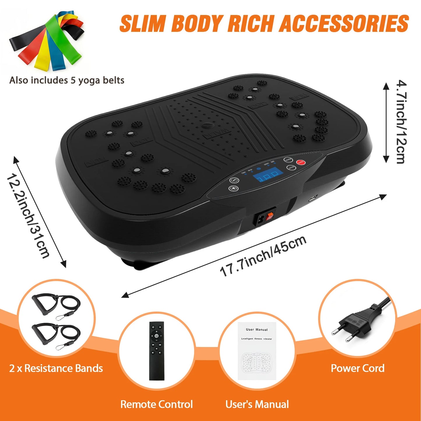 Portable Vibration Plate Exercise Machine With Resistance Bands
